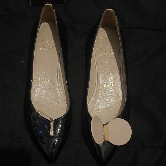 Christian Louboutin SALVAGE Madam Mouse size 38 Black Patent Leather Flats - Picture 3 of 17